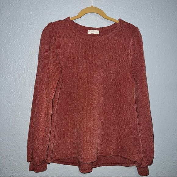 Perfect Peach Womens Crew Neck Balloon Sleeve Knitted Sweater Shirt Medium/Large - Picture 1 of 10